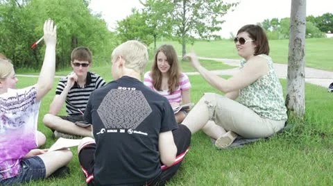 Teaching class outside outdoors Video stock 12191634