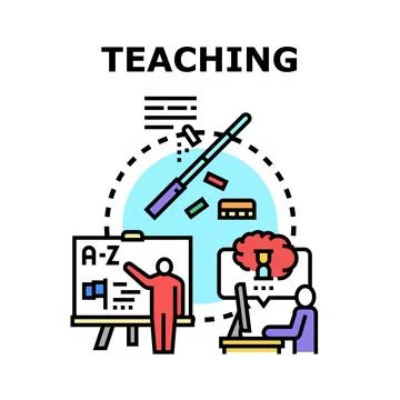 Teaching concept engaging students in online education Stock Illustration
