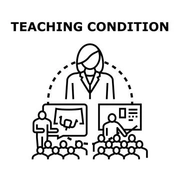 Teaching condition of education, learning, and knowledge sharing Stock Illustration