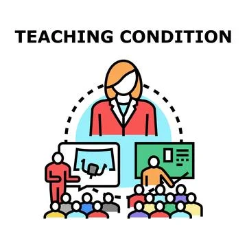 Teaching condition of education, learning, and knowledge sharing Stock Illustration