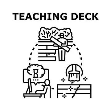 Teaching deck building and maintenance process illustration Stock Illustration