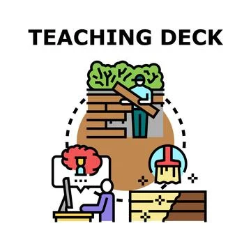 Teaching deck building and maintenance process illustration Stock Illustration