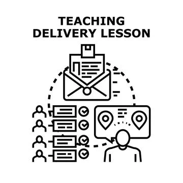 Teaching delivery lesson sending mail to students Stock Illustration