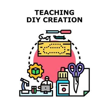 Teaching diy creation process and crafting development Stock Illustration