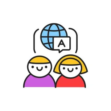 Teaching a foreign language color line icon. Pictogram for web page, mobile a Illustrazione stock