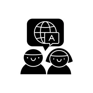 Teaching a foreign language color line icon. Pictogram for web page, mobile a Stock Illustration