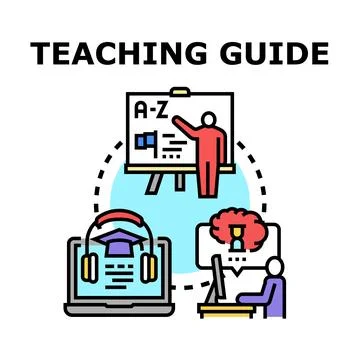 Teaching guide concept for online education program Stock Illustration