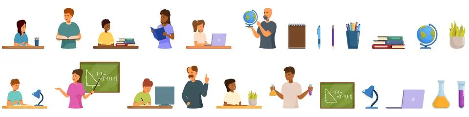 Teaching home parents vector. A group of people are shown in a classroom setting Stock Illustration