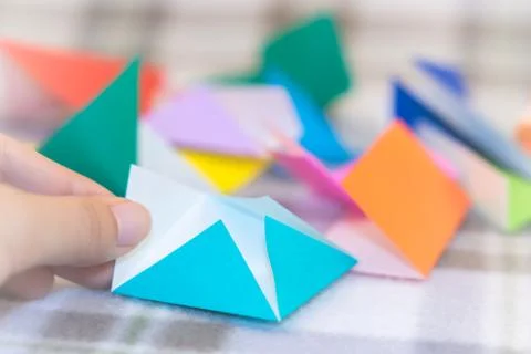 Teaching How to Make from Small Piece of Origami Stock Photos