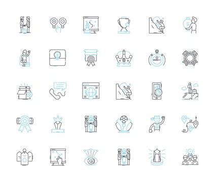 Teaching Instructor linear icons set. Inspiring, Passionate, Knowledgeable Stock Illustration