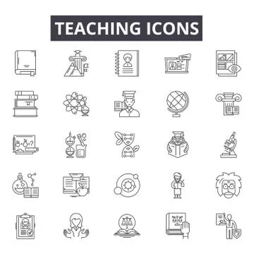 Teaching line icons for web and mobile design. Editable stroke signs. Teaching Stock Illustration