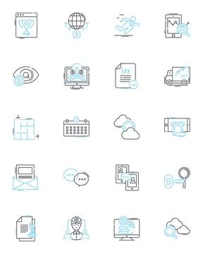Teaching linear icons set. Learning, Classroom, Educate, Instruction, Curriculum Illustrazione stock