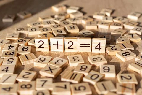 Teaching material in mathematics, Montessori method. School background. Stock Photos