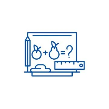 Teaching mathematics line icon concept. Teaching mathematics flat vector symbol Stock Illustration