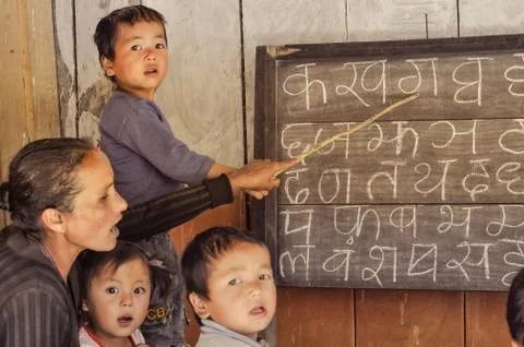 Teaching in Nepal Foto stock