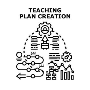 Teaching plan creation process developing education program Illustration