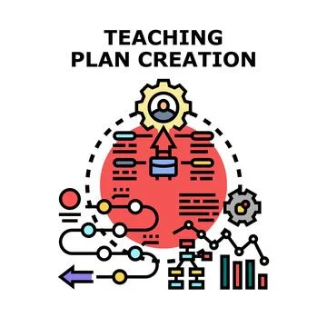 Teaching plan creation process developing education program Stock Illustration
