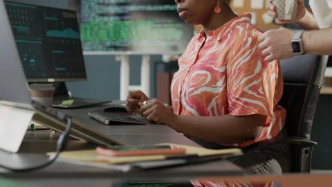 Teaching Process of Program Coding in Office Stock Footage 306846329