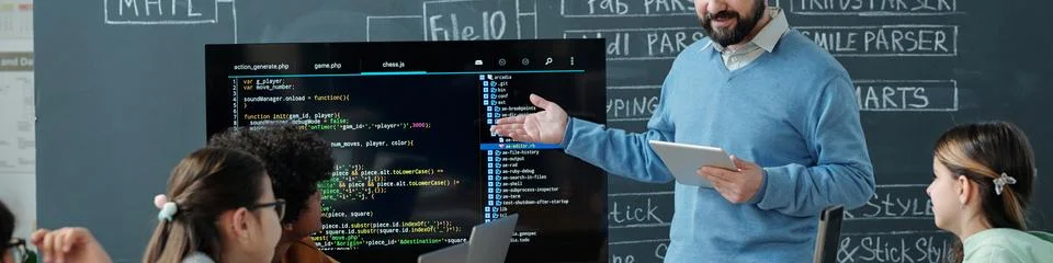 Teaching Programming Code in Classroom Setting 写真素材