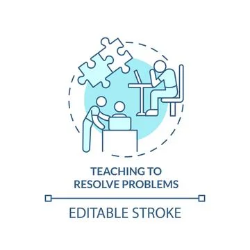 Teaching to resolve problems turquoise concept icon Stock Illustration