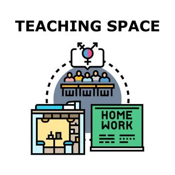 Teaching space concept for education process and learning Stock Illustration