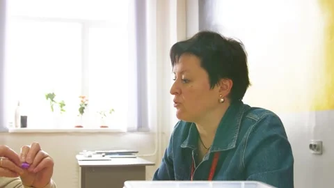 Teaching spatial orientation to blind people. Stock Footage 303285367