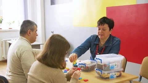 Teaching spatial orientation to blind people. Stock Footage 303285371