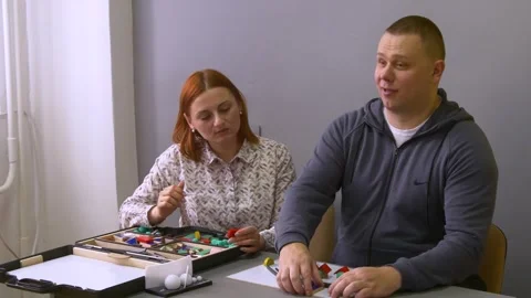 Teaching spatial orientation to blind people. Stock Footage 303357940