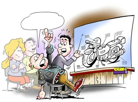 Teaching students there take a motorcycle driving license Stock Illustration