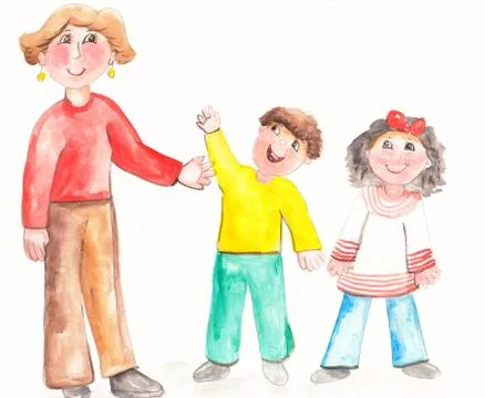 Teaching whit children イラスト素材