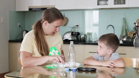 Teaching young minds about waste sorting and recycling. Stock Footage 293556479