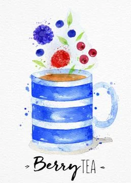 Teacup berry tea Stock Illustration