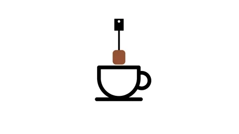 Teacup icon with hanging tea bag animation isolated on white background Stock-Footage 339759547