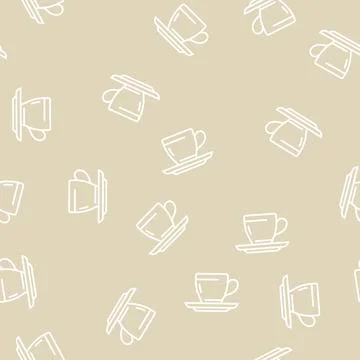 Teacup with plate line seamless pattern Illustrazione stock