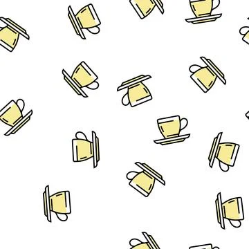 Teacup with plate vector seamless pattern Illustrazione stock