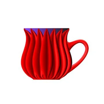 Teacup red vector abstract. Mock Up ceramic isolated on light background. Stock Illustration
