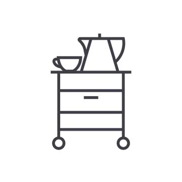 Tea,cupboard vector line icon, sign, illustration on white background, editab Stock Illustration