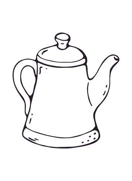 Teakettle with Lid Hand Drawn Doodle Clipart Illustrazione stock