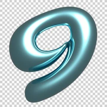 Teal 3D sculpture is floating on transparent background, showing teardrop hole Stock Illustration