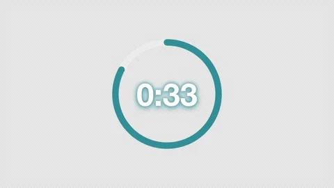 Teal 40 Second Circular Countdown Timer With Alpha Stock Footage 345709780