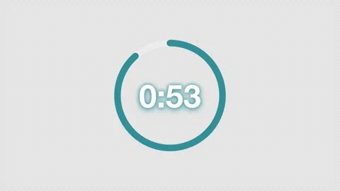 Teal 60 Second Circular Countdown Timer With Alpha Stock Footage 345709256