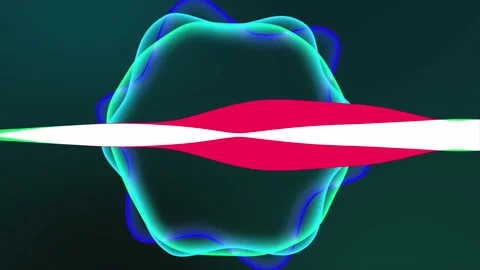 Teal Abstract Audio Wave Visualizer With Wavy Circles Reacting To Sound Stock Footage 325738678
