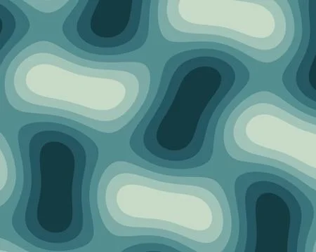 A teal abstract pattern features elongated cream and deep blue-green forms .. Stock Illustration