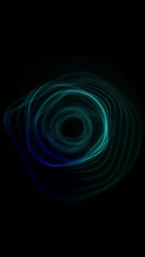 Teal abstract vortex ring background dark glowing tunnel, soft circular waves, a Stock Footage 340576368
