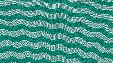 Teal Abstract Wavy Grid Pattern Motion Background with Optical Waves 4K 스톡 동영상 344728711