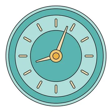 Teal analog clock displaying time concept illustration Stock Illustration
