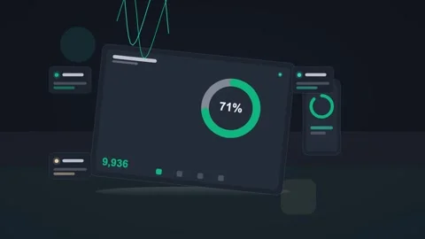 Teal analytics dashboard flat design loop Stock Footage 342628389
