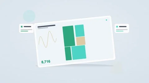 Teal analytics dashboard flat design loop Stock Footage 342628459