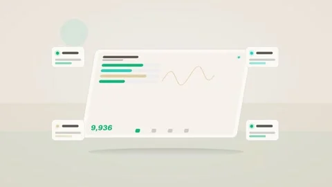 Teal analytics dashboard flat design loop 库存影片 342628515