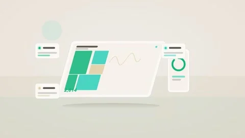 Teal analytics dashboard flat design loop Stock Footage 342628656